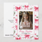Roze Bogen Aangepaste Kerstfoto & Naam Feestdagenkaart (Voorkant / Achterkant)