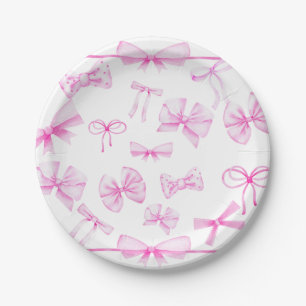 Roze Bogen   Baby Meisje Baby shower Papieren Bordje