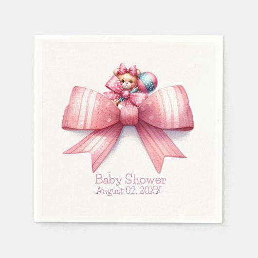 Roze Bogen Baby shower Papieren servetten (Voorkant)