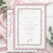 Roze Bogen & Baby Toes Elegant Baby shower Kaart