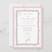 Roze Bogen & Baby Toes Elegant Baby shower Kaart (Voorkant)