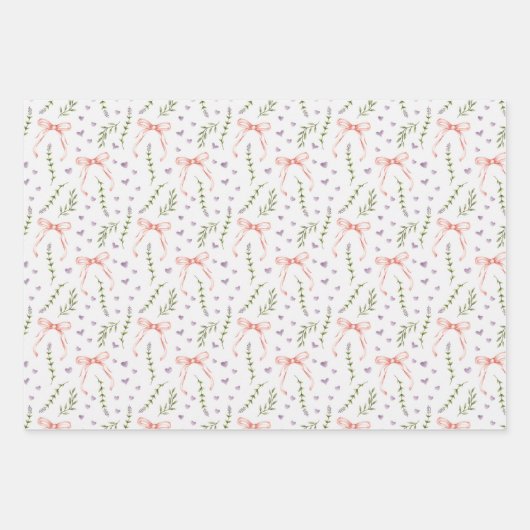 Roze Bogen Bloemen Verjaardag Douche Trouwen Inpakpapier Vel (Voorkant 2)