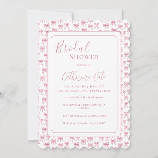 Roze Bogen Bruids Douche Uitnodiging (Voorkant)