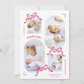roze bogen collage 4 foto meisje foto's Foto baby Aankondiging (Voorkant)