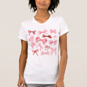 Roze Bogen Coquette y2k Preppy esthetiek T-shirt (Voorkant)