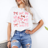 Roze Bogen Coquette y2k Preppy esthetiek T-shirt