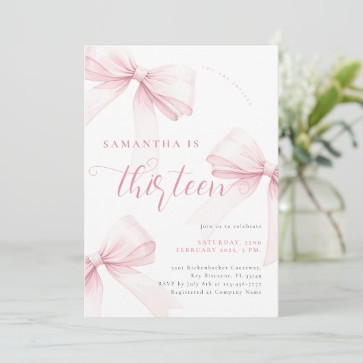 Roze Bogen Dertien Verjaardag Kaart (Staand voorkant)