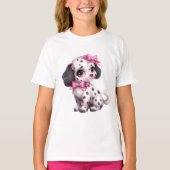 Roze Bogen en Bling Schattigee Dalmatische Pup T-shirt (Voorkant)
