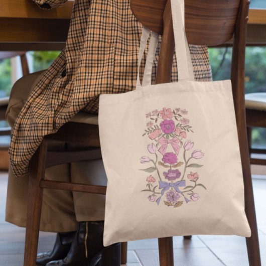 Roze Bogen en Bloemen Bloemen Tote Bag
