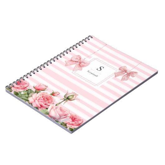Roze Bogen en Bloemen Coquette Esthetisch Notitieboek (Linkerzijde)