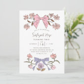 Roze Bogen en Bloesems Meisje Verjaardagsfeest Kaart (Staand voorkant)