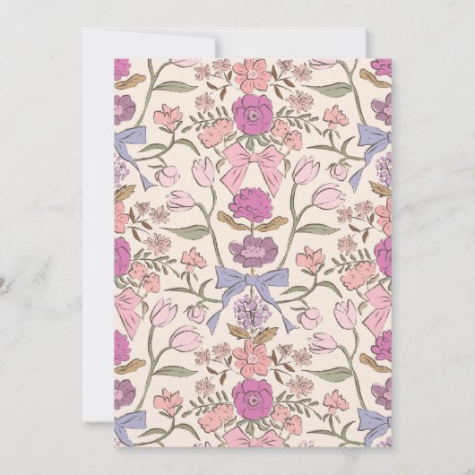 Roze Bogen en Bloesems Meisje Verjaardagsfeest Kaart (Achterkant)