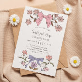 Roze Bogen en Bloesems Meisje Verjaardagsfeest Kaart