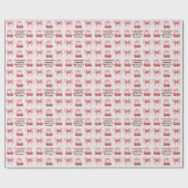 Roze Bogen en Kersen Coquette Naam Verjaardag Cadeaupapier (Vlak)