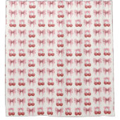 Roze Bogen en Kersen Girly Coquette Douchegordijn (Voorkant)
