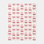 Roze Bogen en Kersen Girly Coquette Fleece Deken (Voorkant)