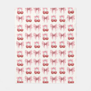 Roze Bogen en Kersen Girly Coquette Fleece Deken