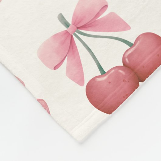Roze Bogen en Kersen Girly Coquette Fleece Deken (Hoek)