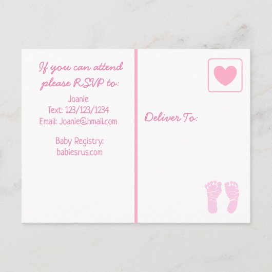 Roze Bogen en Polka Dots Baby shower Uitnodiging (Achterkant)