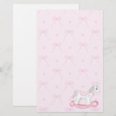Roze bogen en Rocking Horse Stationery Briefpapier (Voorkant / Achterkant)