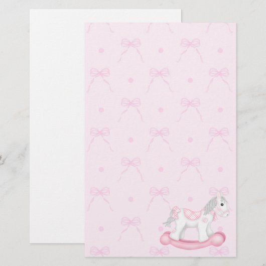 Roze bogen en Rocking Horse Stationery Briefpapier (Voorkant / Achterkant)