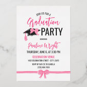 Roze Bogen Foto's Goudfolie Omtrek Afstuderen Folie Uitnodiging (Achterkant)