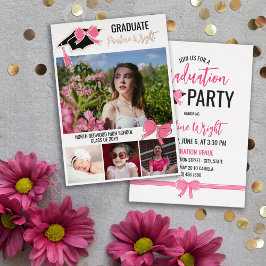 Roze Bogen Foto's Goudfolie Omtrek Afstuderen Folie Uitnodiging