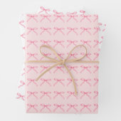 Roze Bogen Girly Coquette Patroon Wrapping Papier Inpakpapier Vel (In situ)