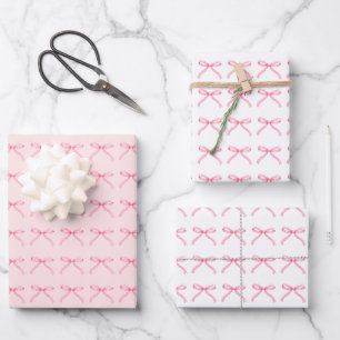 Roze Bogen Girly Coquette Patroon Wrapping Papier Inpakpapier Vel