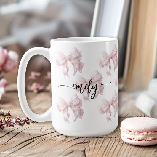 Roze Bogen Girly Meisje met Naam Koffiemok