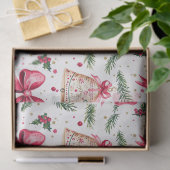 Roze Bogen Gouden Bellen Kerstmis Tissuepapier (Geschenk)
