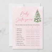 Roze Bogen Kerst Baby shower Scattergories Game Kaart (Voorkant)