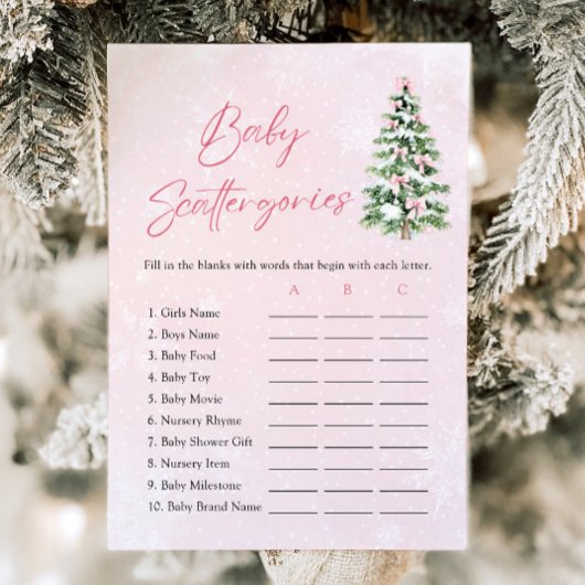 Roze Bogen Kerst Baby shower Scattergories Game Kaart