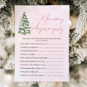 Roze Bogen Kerst Kwekerij Rhyme Quiz Baby shower Kaart