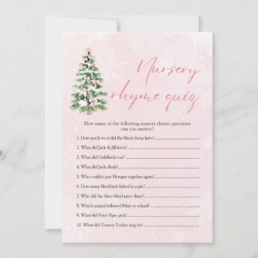Roze Bogen Kerst Kwekerij Rhyme Quiz Baby shower Kaart (Voorkant)
