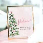 Roze Bogen Kerstboom Baby shower Welkomstbord Poster