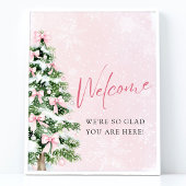 Roze Bogen Kerstboom Baby shower Welkomstbord Poster