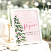 Roze Bogen Kerstboom Baby shower Welkomstbord Poster