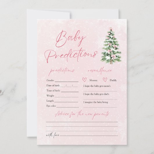Roze Bogen Kerstboom Baby Sneeuwvoorspelling Spel Kaart (Voorkant)