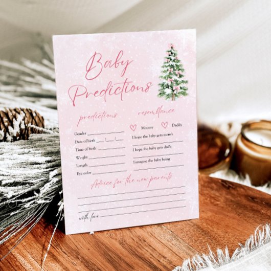 Roze Bogen Kerstboom Baby Sneeuwvoorspelling Spel Kaart