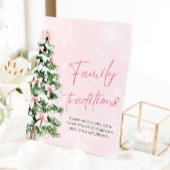 Roze Bogen Kerstboom Familie Tradities Spel Reclamebord Met Voetstuk