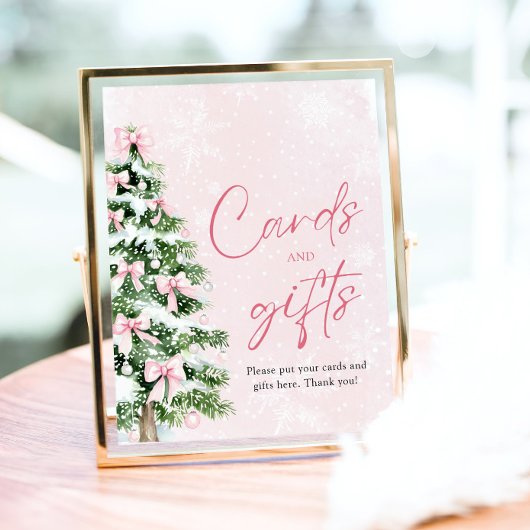 Roze Bogen Kerstboom Kaarten en Geschenken Teken Poster