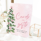 Roze Bogen Kerstboom Kaarten en Geschenken Teken Reclamebord Met Voetstuk