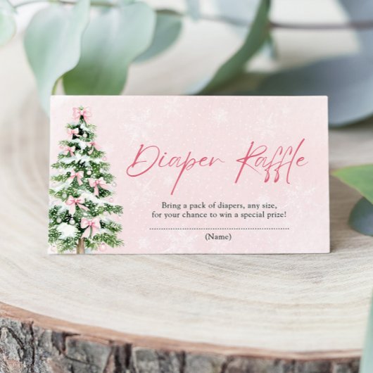Roze Bogen Kerstboom Luier Raffle Baby shower Informatiekaartje