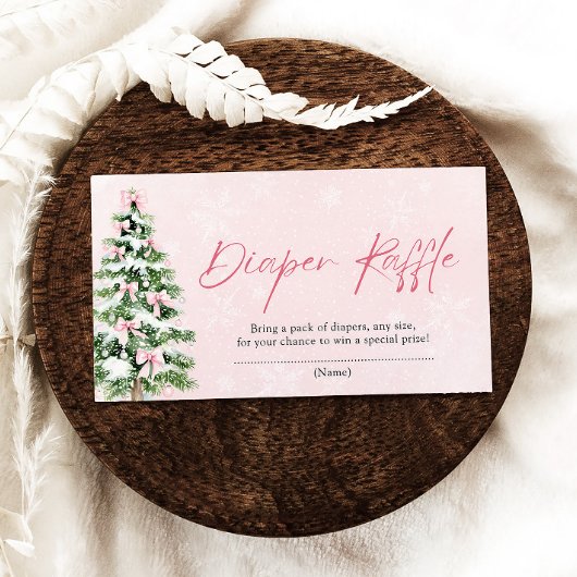 Roze Bogen Kerstboom Luier Raffle Baby shower Informatiekaartje