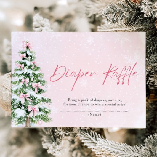 Roze Bogen Kerstboom Luier Raffle Baby shower Kaart