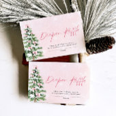 Roze Bogen Kerstboom Luier Raffle Baby shower Kaart