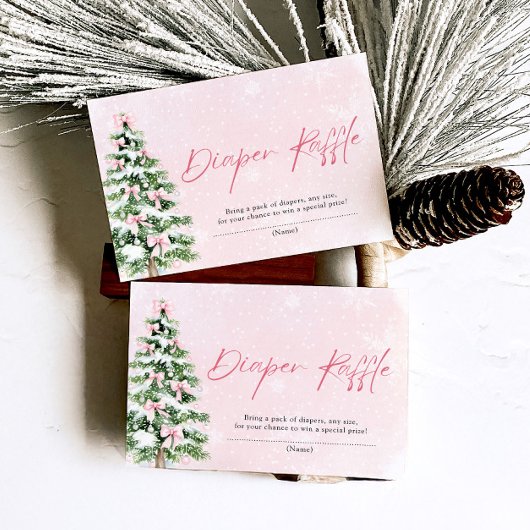 Roze Bogen Kerstboom Luier Raffle Baby shower Kaart