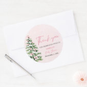 Roze Bogen Kerstboom Meisje Winter Baby shower Ronde Sticker (Envelop)