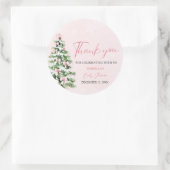 Roze Bogen Kerstboom Meisje Winter Baby shower Ronde Sticker (Tas)